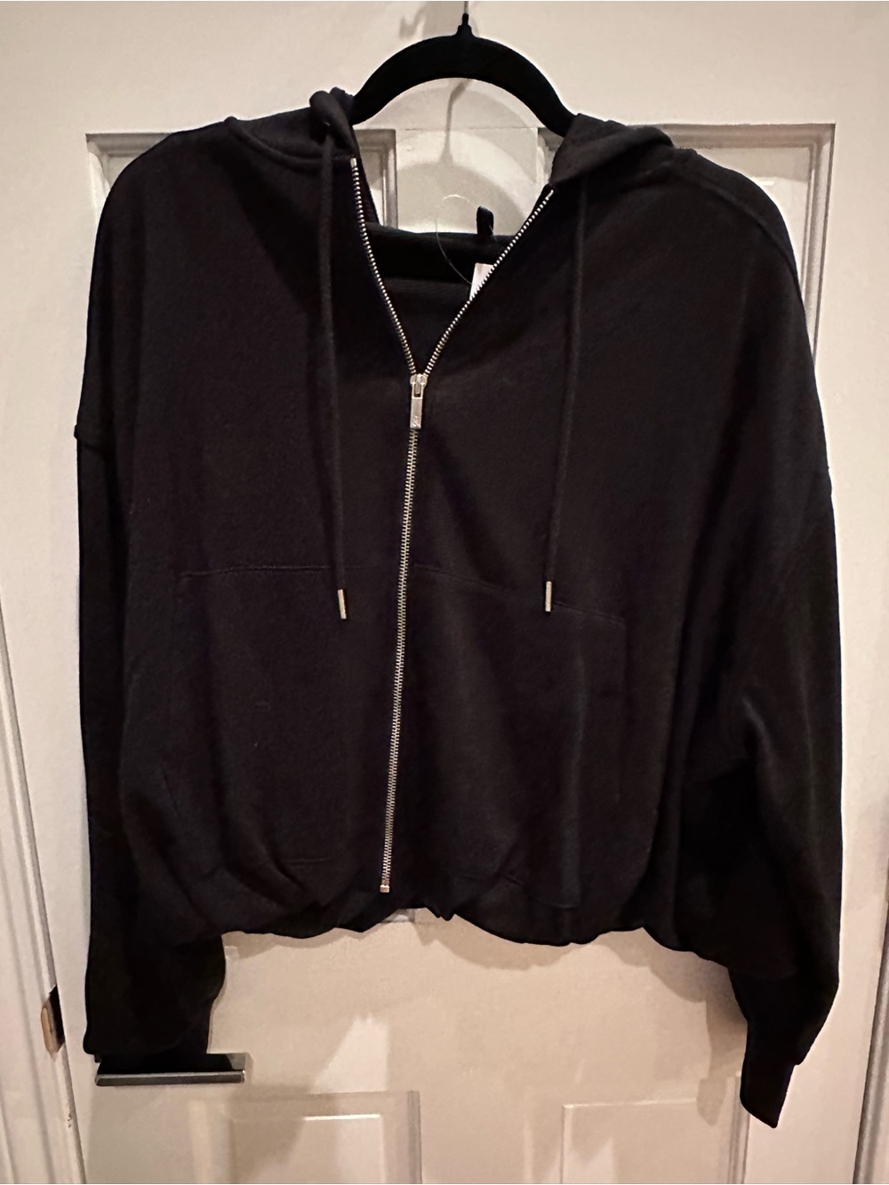 LOFT Lou & Grey Women's Scuba Soft Black Zip Bubble Hoodie Jacket